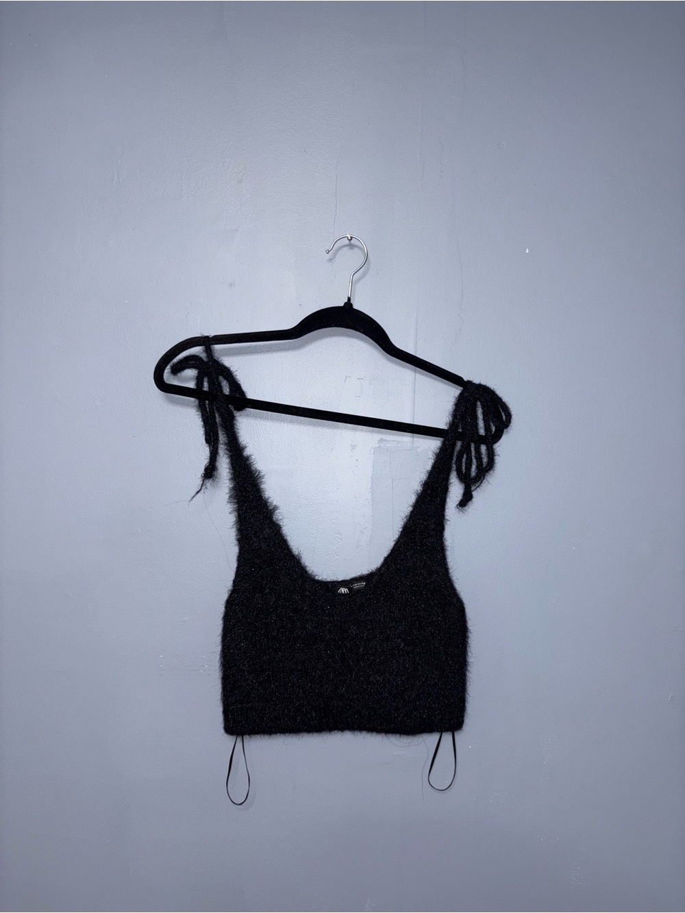 Zara | Black Fleece Cropped TankTop NWOT | Size Medium